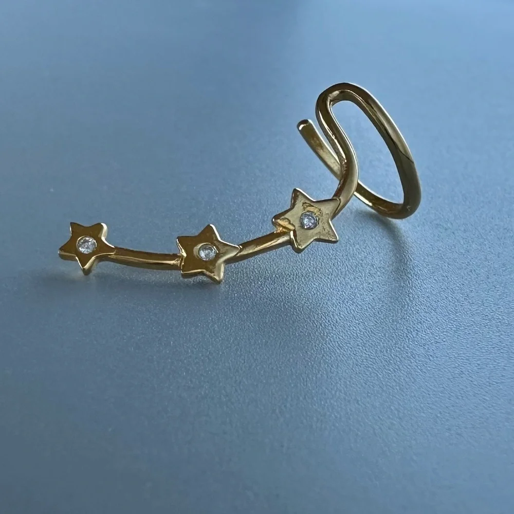 14k Gold Vermeil Star Ear Cuff